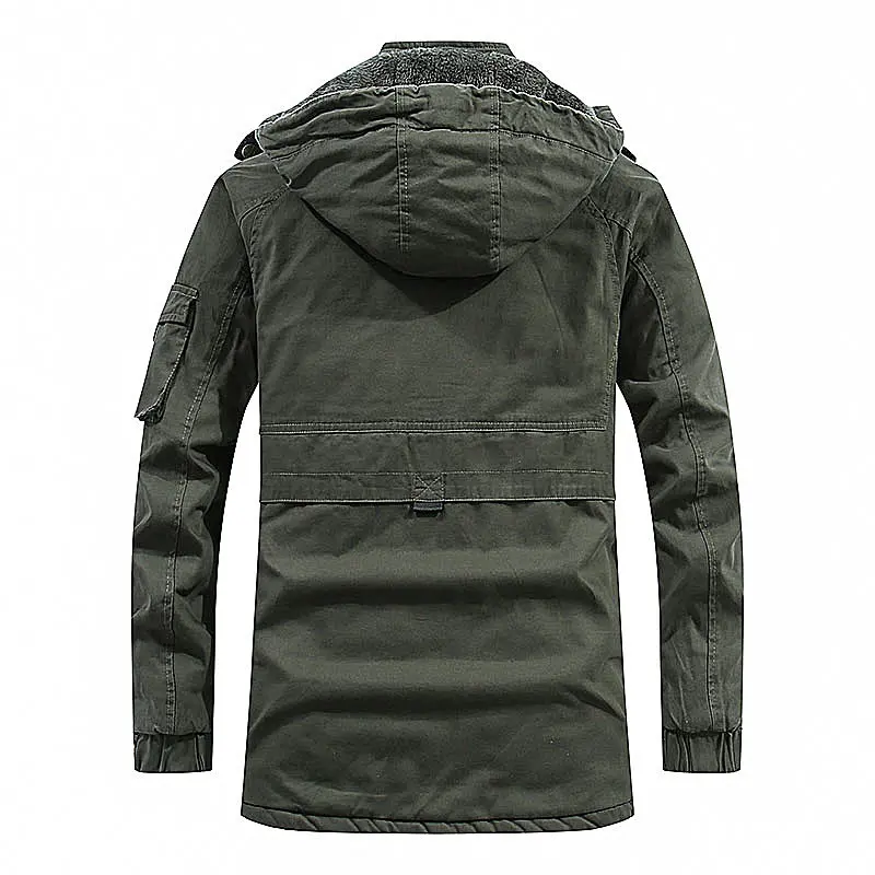 DIMUSI Men's Winter Mountain Ski Jacket Fleece Lined Cotton Military Windbreaker Jackets Man Thermal Parka Work Jackets Clothing