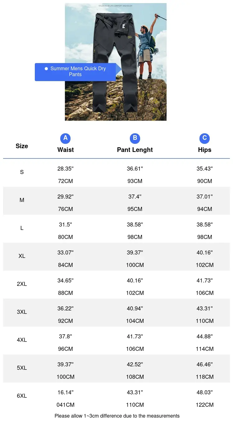 Summer Men's Climbing Pants Man Quick Dry Wateproof Climbing Joggers Men Lightweight Sports Breathable Pants Clothing 7XL