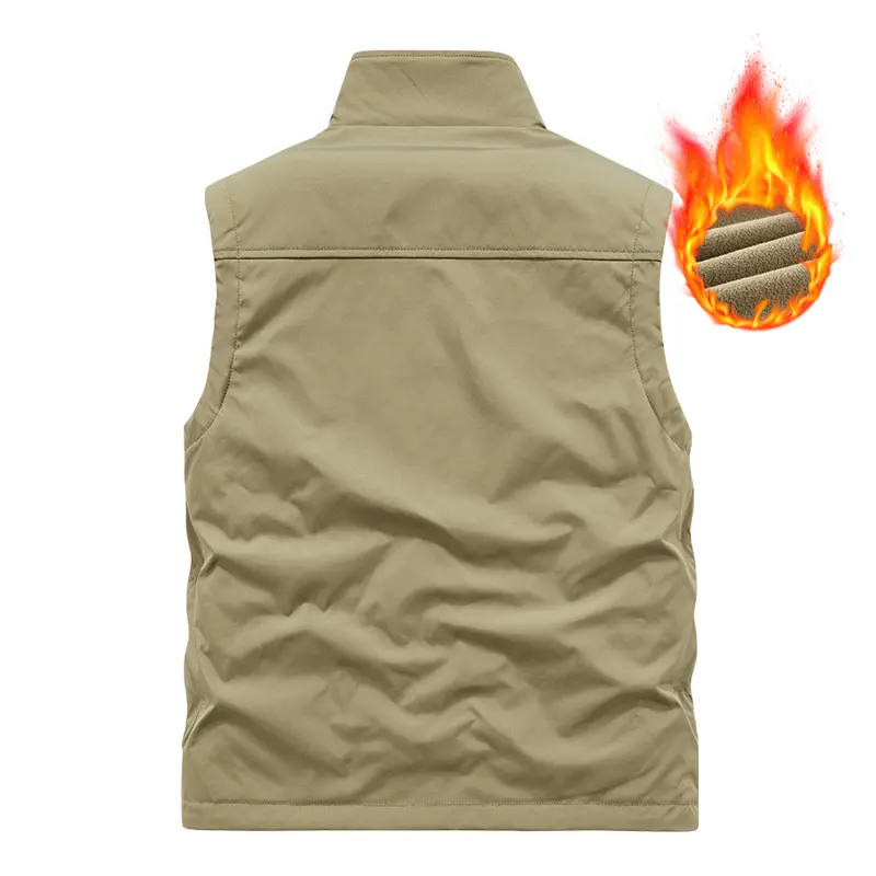 Winter Mens Mountain Ski Vests Men Both-Side Wear Multi-pocket Fleece Warm Waistcoats Men Thermal Photographic Vests Clothing