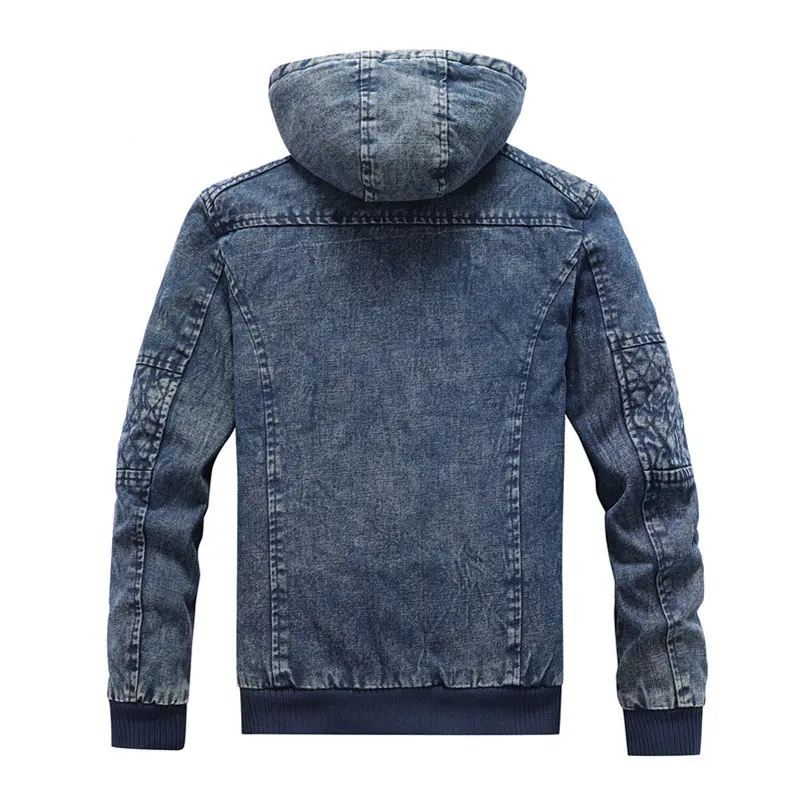 Winter Men’s Denim Jacket Trendy Fashion Man Denim Jean Hoodies Casual Male Fleece Warm Windbreaker Cowboy Coats Mens Clothing