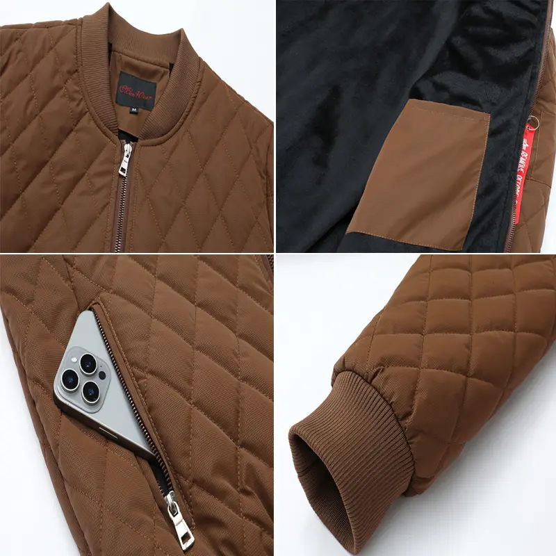 Winter Men's Warm Baseball Uniform Coats Fashion Men Fleece Lined Warm Windbreaker Jackets Men Plaid BusinessThermal Jackets