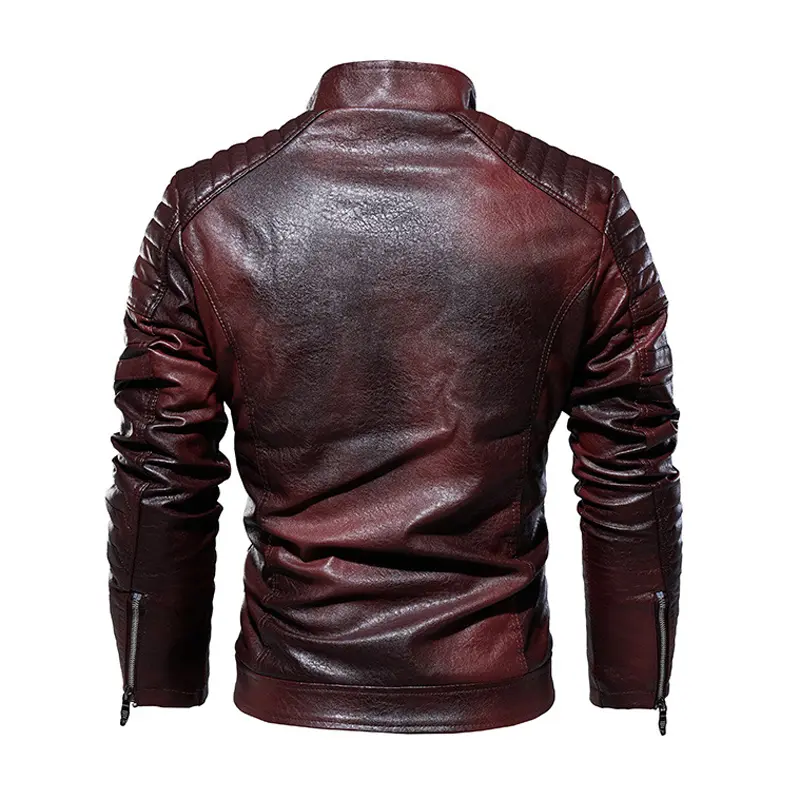 Autumn Winter Men's PU Leather Jackets Fashion Men Retro Zipper Biker Leather Coats Men Fleece Lined Warm Windbreaker Jacket 7XL