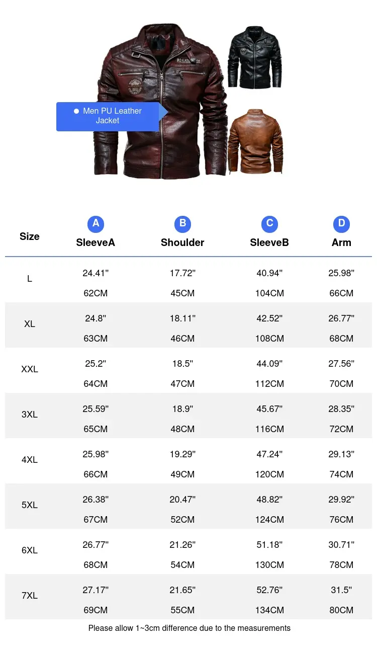 Autumn Winter Men's PU Leather Jackets Fashion Men Retro Zipper Biker Leather Coats Men Fleece Lined Warm Windbreaker Jacket 7XL