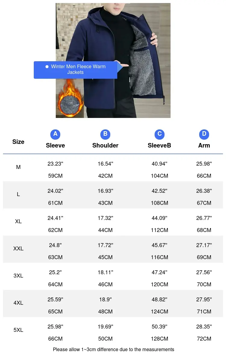 Autumn Winter Men's Warm Padded Jackets Fashion Men Fleece Lined Hooded Coats Men Outdoor Windbreaker Thermal Jackets Clothing