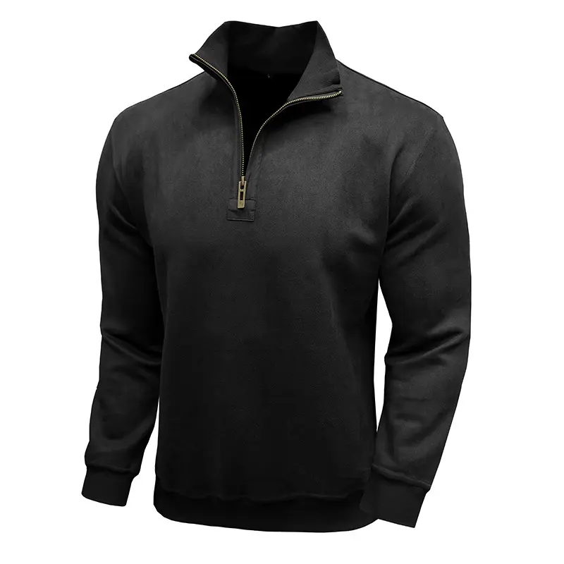 Spring Autumn Men's Long Sleeve Zipper Hoodies Fashion Men Stand Collar Henry Sweatshirt Men Sports Breathable Pullover Clothing