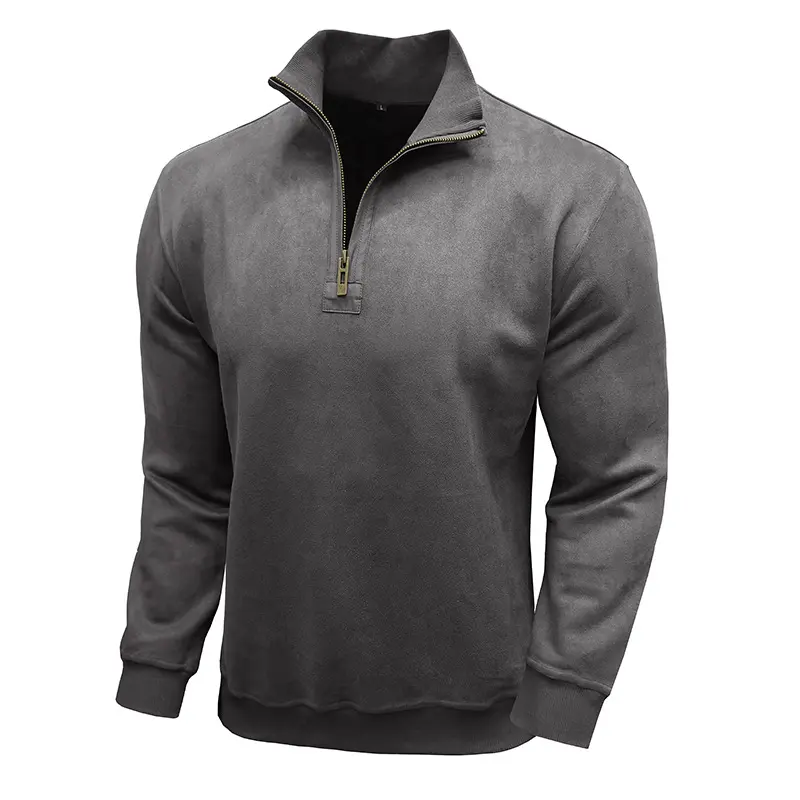 Spring Autumn Men's Long Sleeve Zipper Hoodies Fashion Men Stand Collar Henry Sweatshirt Men Sports Breathable Pullover Clothing