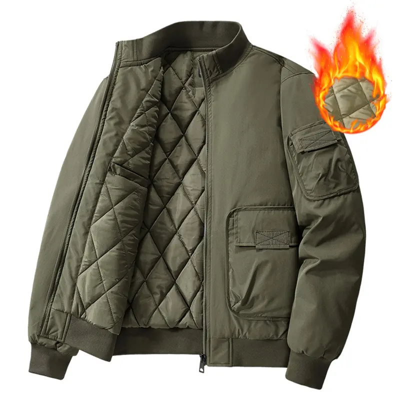Winter Men's Warm Bomber Jacket Men Cotton Thicken Windbreaker Padded Coats Men Multi-pocket Ma-1 Pilot Baseball Jacket Clothing