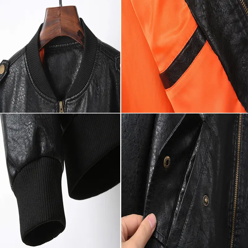 Autumn Men's PU Leather Jacket Fashion Mens Retro Motorcycle Zipper Leather Coats Mens Windbreaker Leather Jacket Clothing