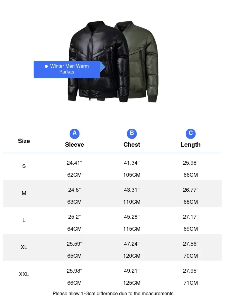 Winter Men's Warm Down Baseball Jackets Fashion Men Cotton Thick Parkas Coats Men Thermal Windbreaker Padded Jackets Clothing