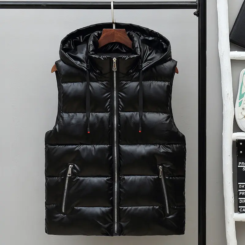 Winter Men's Warm Padded Vests Fashion Man Cotton Thick Sleeveless Jackets Men Thermal Waistcoat Hooded Jackets Clothing