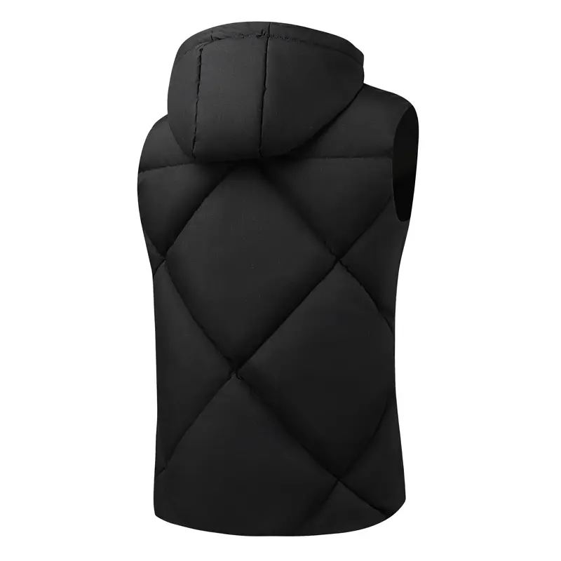 Autumn Winter Men's Warm Padded Vests Fashion Men Thicken Windbreaker Hooded Waistcoats Man Hiking Thermal Sleeveless Jackets