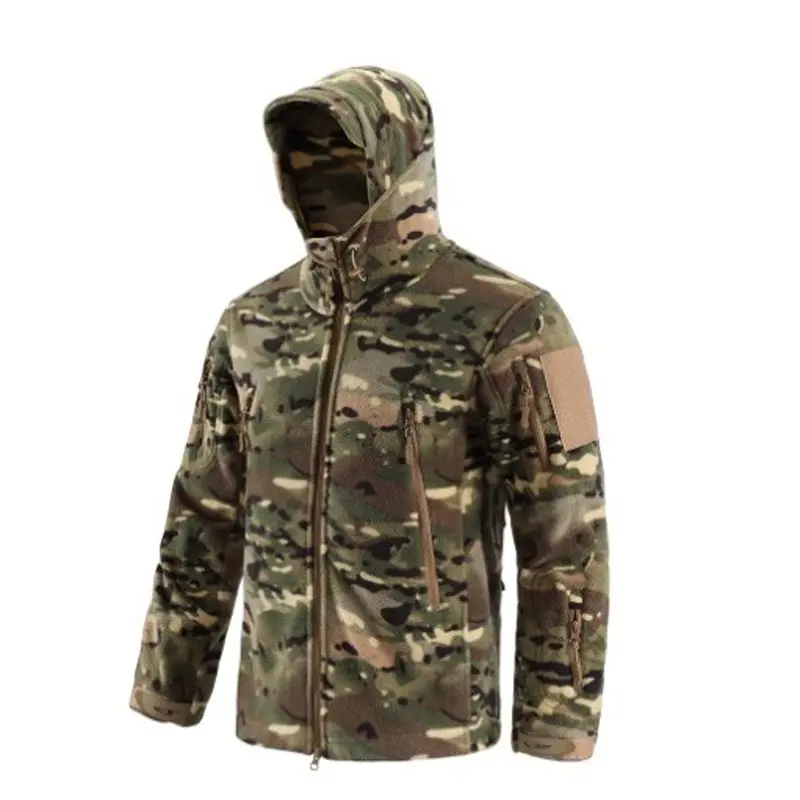 Winter Mens Polar Fleece Warm Jackets Man Softshell Army Tactical Hooded Coats Outdoor Men Climbing Windbreaker Jackets Clothing