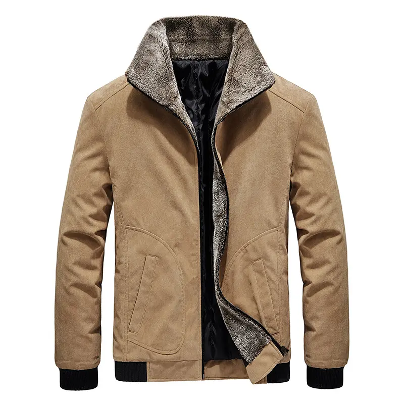 Winter Men's Warm Bomber Jackets Casual Man Corduroy Fur Collar Windbreaker Jacket Mens Fleece Lined Warm Jackets Clothing 6XL