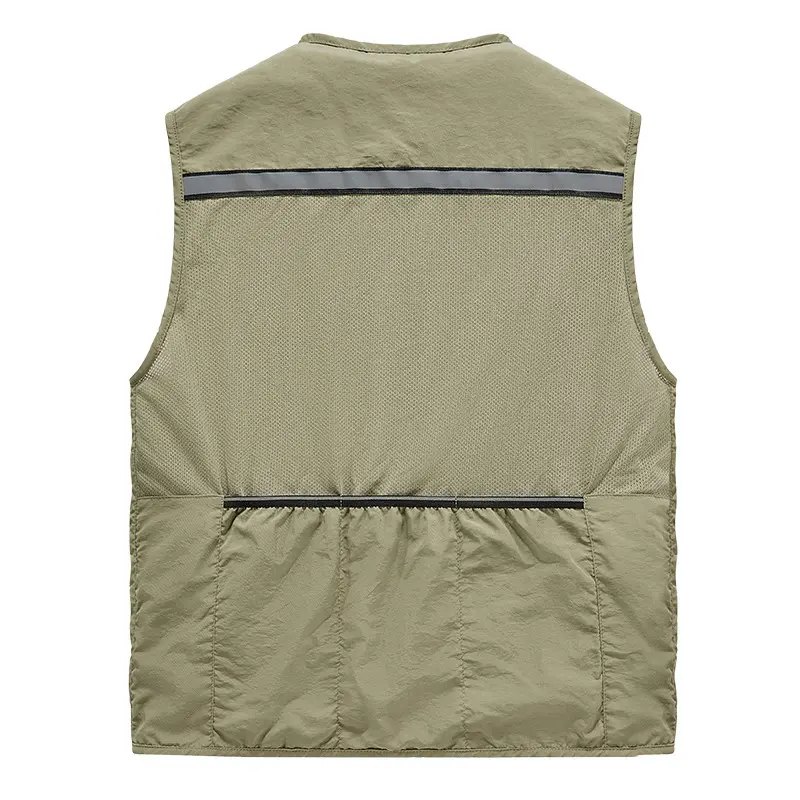 Summer Men's Reflective Fishing Vests Men Quick Dry Multi-Pocket Hiking Sleevesless Jacket Man Photography Waistcoats Clothing