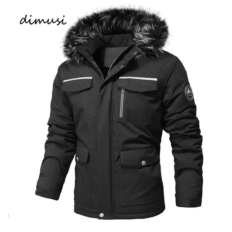 Autumn Winter Men's Padded Jackets Man Casual Cotton Thicken Warm Hooded Coats Men Fleece Lined Military Work Jackets Clothing