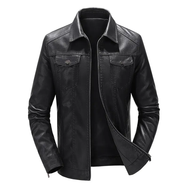 Spring Autumn Men's PU Leather Jackets Fashion Men Turn-Down Collar Biker Leather Coats Men Retro Motorcycle Leather Jacket 6XL