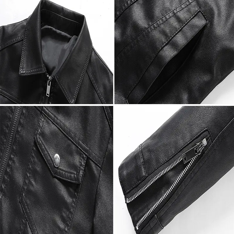 Spring Autumn Men's PU Leather Jackets Fashion Men Turn-Down Collar Biker Leather Coats Men Retro Motorcycle Leather Jacket 6XL