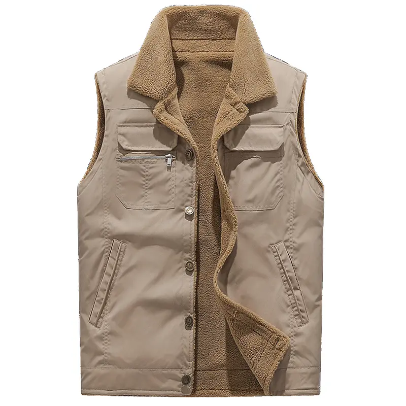 Autumn Winter Men's Fleece Vests Fashion Man Warm Padded Sleeveless Jackets Men Thermal Zipper Windbreaker Waistcoats Clothing