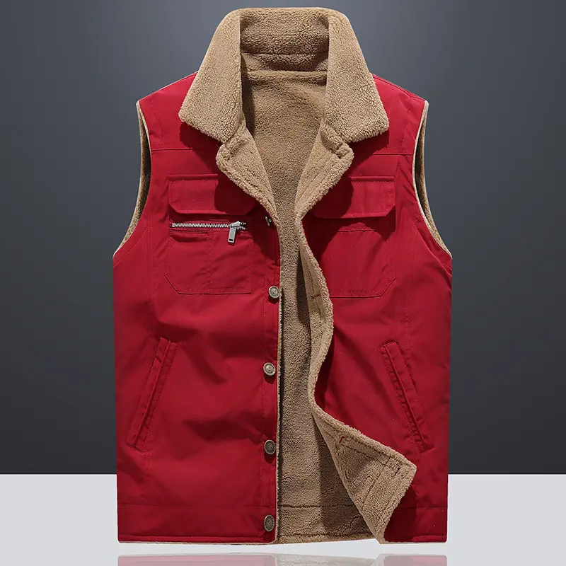 Autumn Winter Men's Fleece Vests Fashion Man Warm Padded Sleeveless Jackets Men Thermal Zipper Windbreaker Waistcoats Clothing