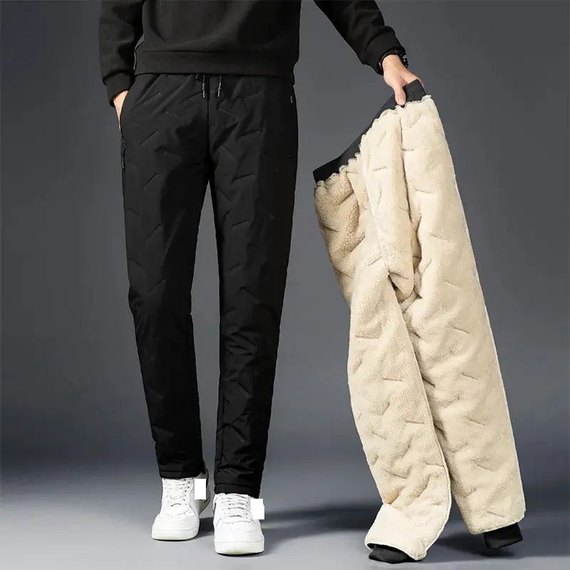 Winter Mens Lambswool Warm Thick Sweatpants Men Fashion Waterproof Joggers Casual Men Fleece Thermal Pants OverSize Trousers