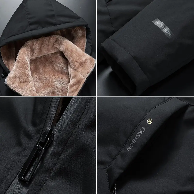 DIMUSI Winter Men's Bomber Jackets Casual Male Outwear Fleece Warm Windbreaker Padded Coats Man Business Hooded Jacket Clothing