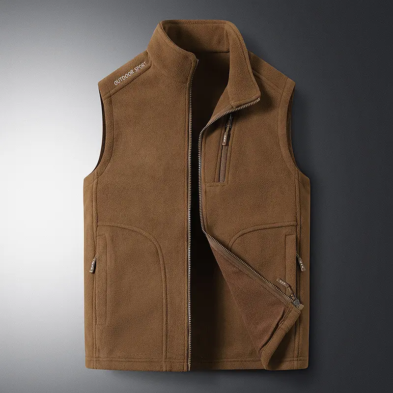 Autumn Winter Men's Zipper Sleeveless Jacket Outdoor Male Stand Collar Fleece Warm Waistcoat Men Thermal Windbreaker Vests 8XL