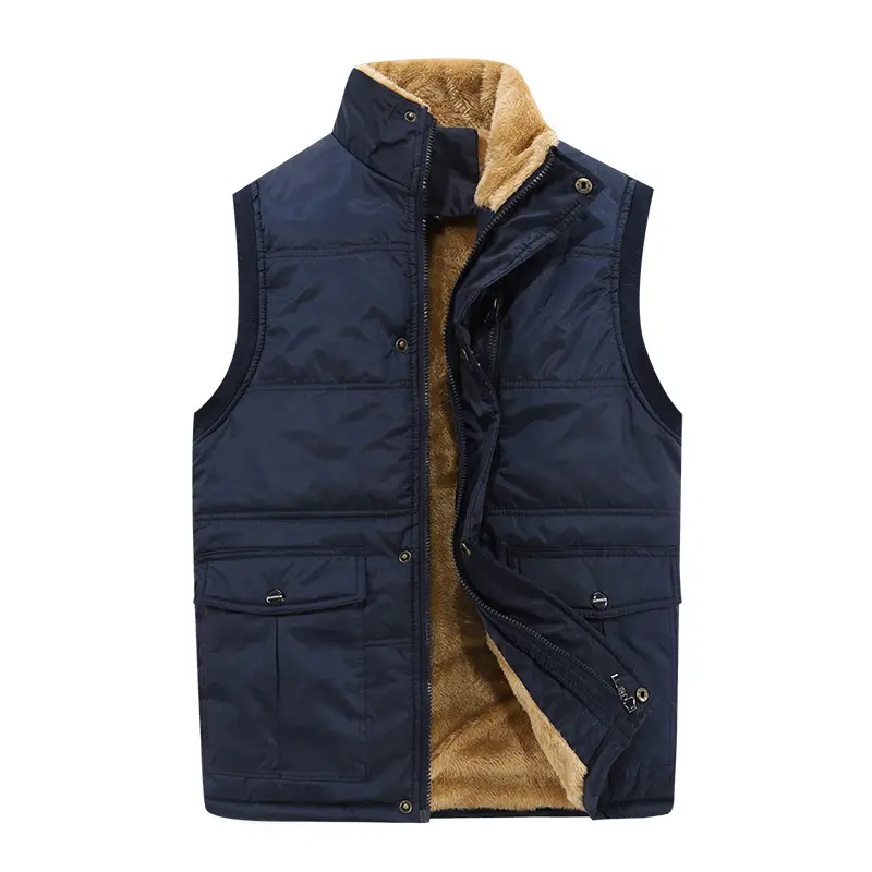 Autumn Winter Men Padded Vest Man Cotton Fleece Waistcoat Thermal Soft Vests Mens Stand Collar Windbreaker Sleeveless Jacket