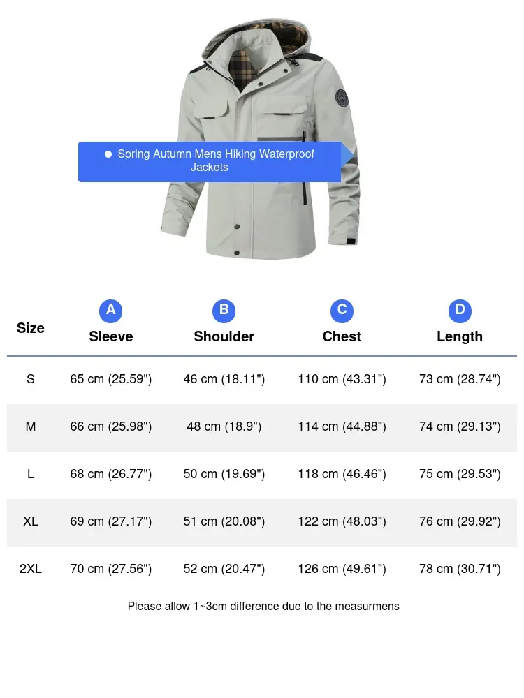 Spring Autumn Men's Hiking Waterproof Jackets Casual Men Climbing Windbreaker Hooded Coats Men Sports Breathable Zipper Jackets