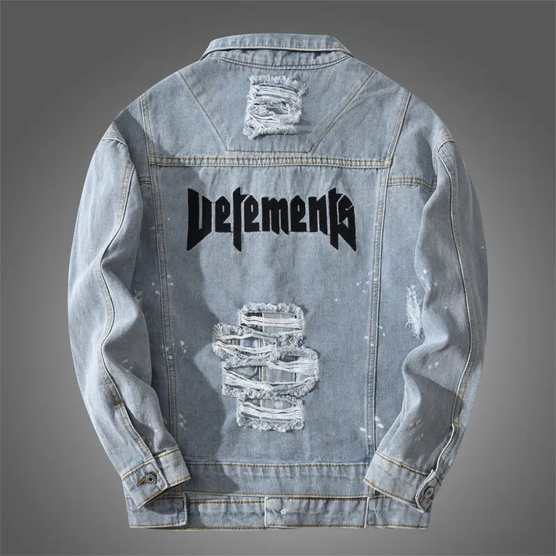 Spring Autmn Men's Lightweight Jean Jacket Fashion Streetwear Hip Hop Denim Coats Men Cotton Retro Ripped Hole Jackets Clothing