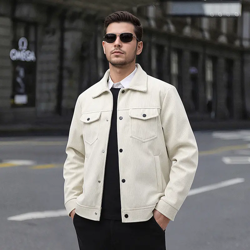 Spring Autumn Men's Corduroy Jacket Fashion Men Retro Solid Color Lapel Windbreaker Coats Men Outdoor Business Jacket Clothing
