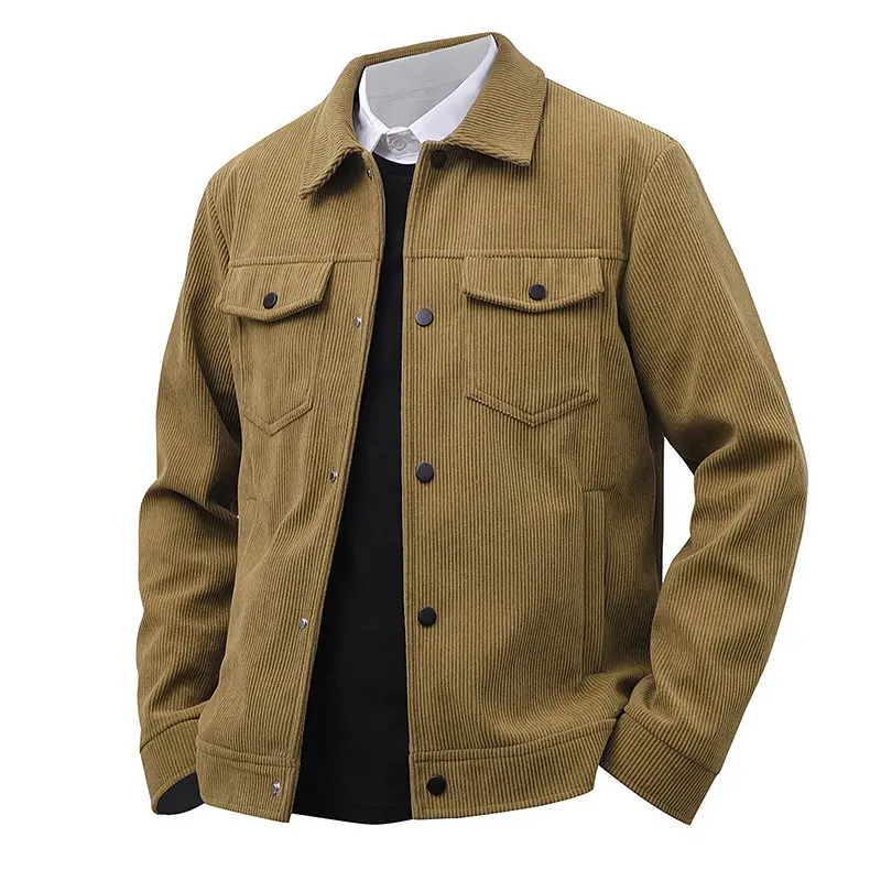 Spring Autumn Men's Corduroy Jacket Fashion Men Retro Solid Color Lapel Windbreaker Coats Men Outdoor Business Jacket Clothing