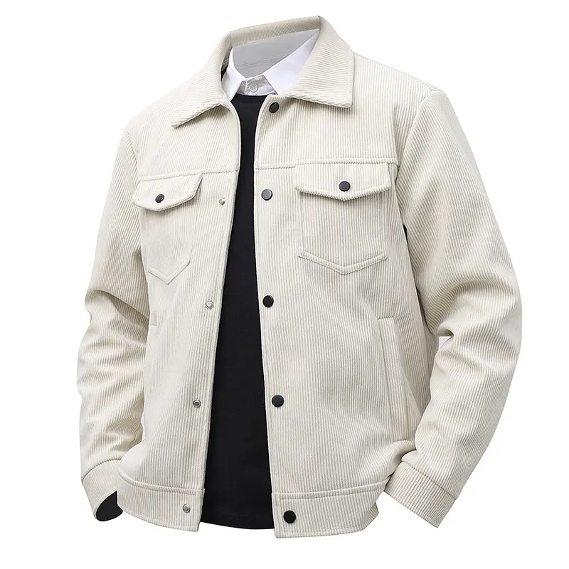 Spring Autumn Men's Corduroy Jacket Fashion Men Retro Solid Color Lapel Windbreaker Coats Men Outdoor Business Jacket Clothing