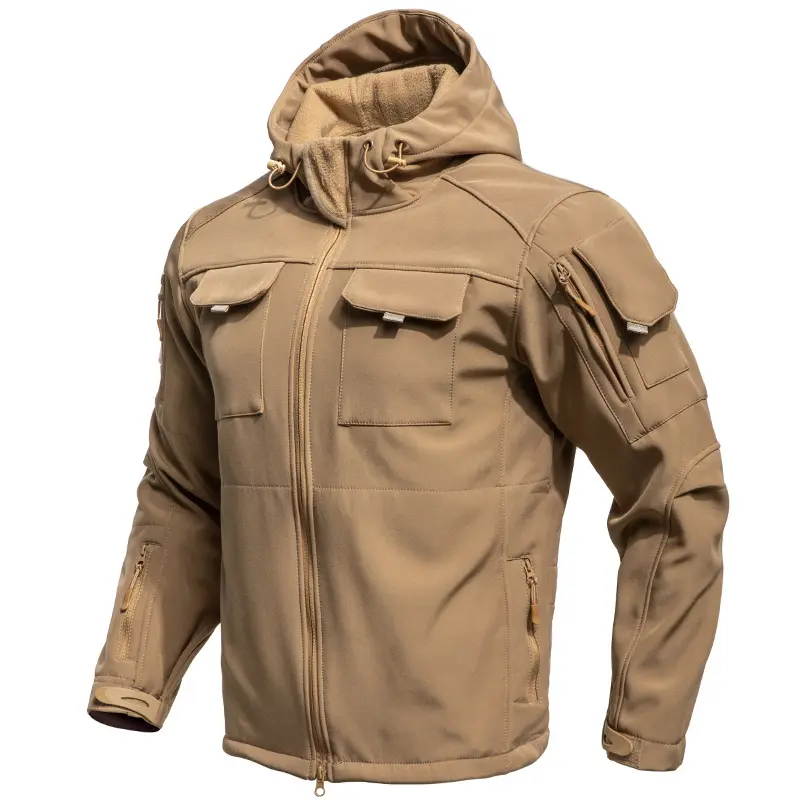 Winter Men's Softshell Warm Jackets Men Fleece Lined Camping Waterproof Action Jackets Outdoor Men Army Tactical Hooded Coats