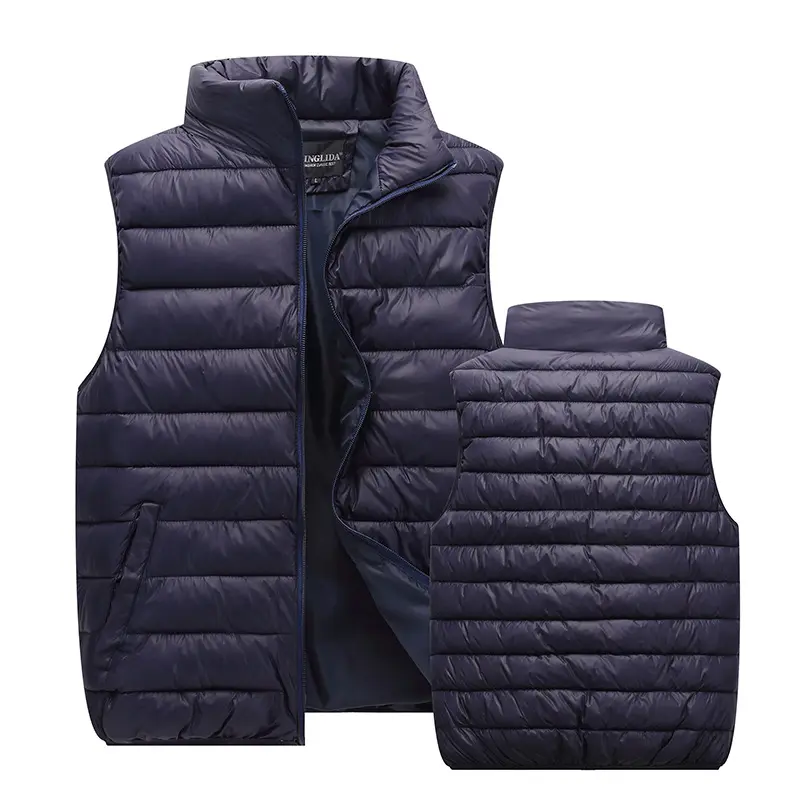 Autumn Winter Men Warm Down Padded Vests Fashion Men Thermal Windbreaker Waistcoats Men Stand Collar Zipper Padded Vest Clothing
