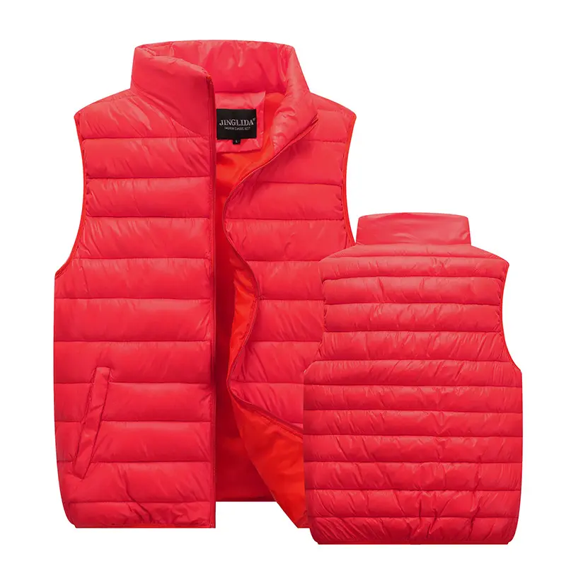 Autumn Winter Men Warm Down Padded Vests Fashion Men Thermal Windbreaker Waistcoats Men Stand Collar Zipper Padded Vest Clothing