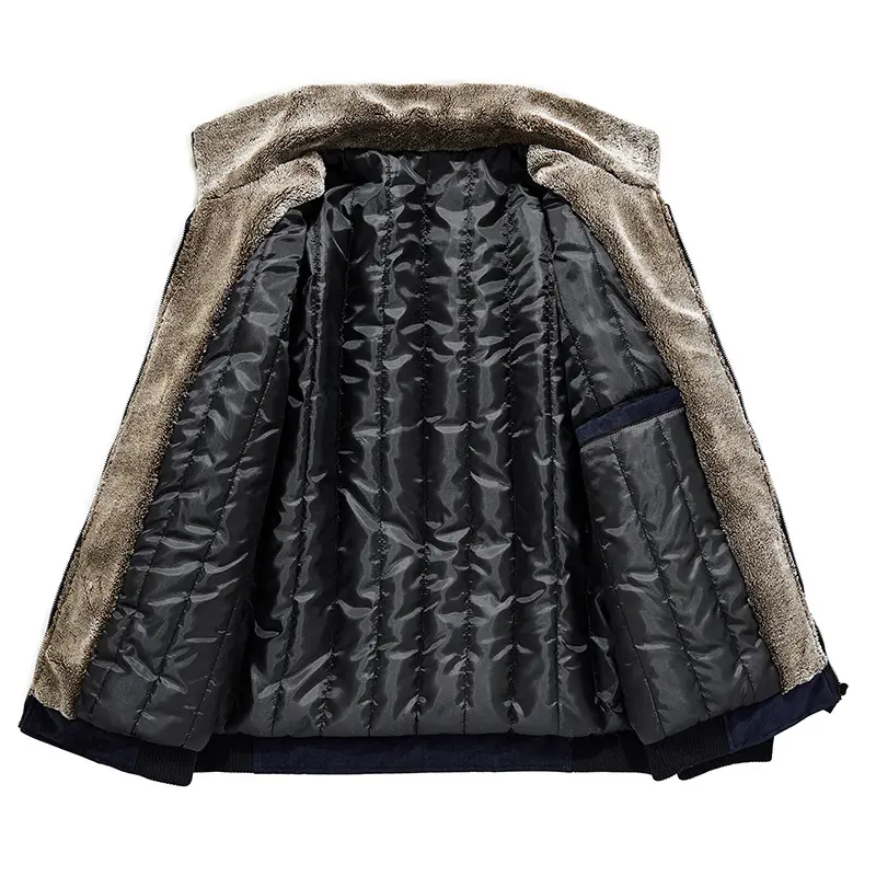 Autumn Winter Men's Corduroy Jackets Casual Male Fur Thick Warm Windbreaker Jacket Men Thermal Big Size Jackets Clothing 6XL