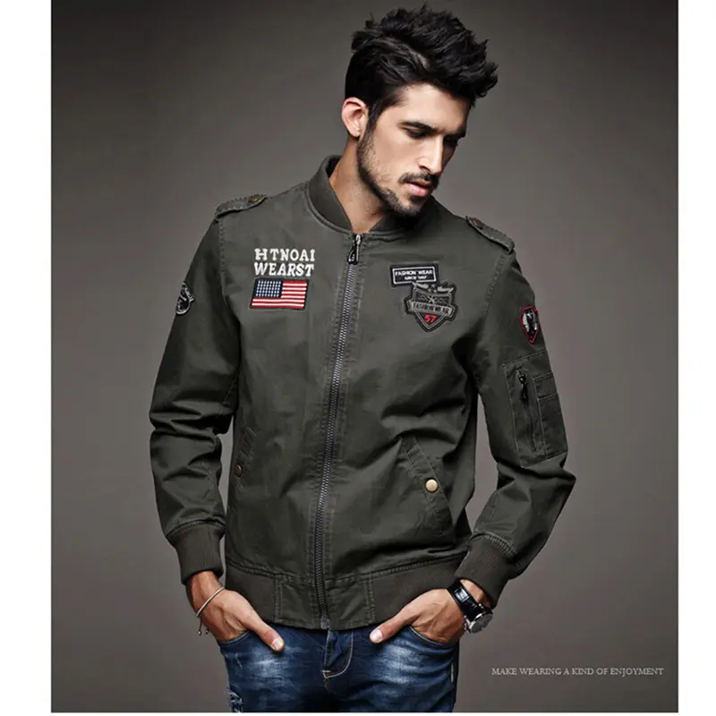 Spring Autumn Men's Bomber Jacket Casual Man Tactical Windbreaker Coats Fashion Men Retro Cotton MA-1 Pilot Jackets Clothing