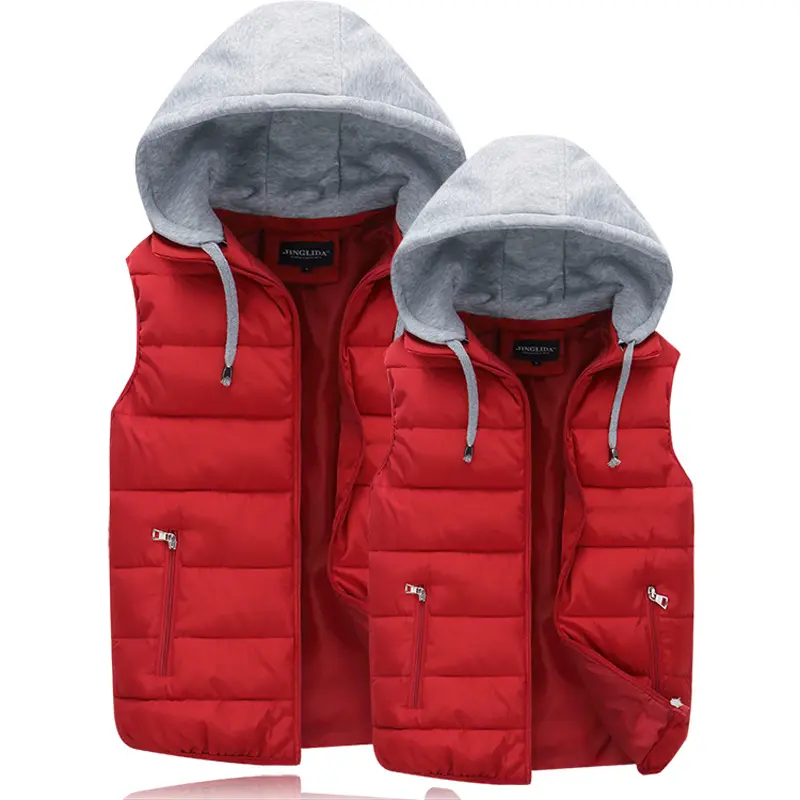 Autumn Winter Mens Warm Down Padded Vests Fashion Men Thermal Windbreaker Waistcoats Men Zipper Hooded Parkas Vests Clothing
