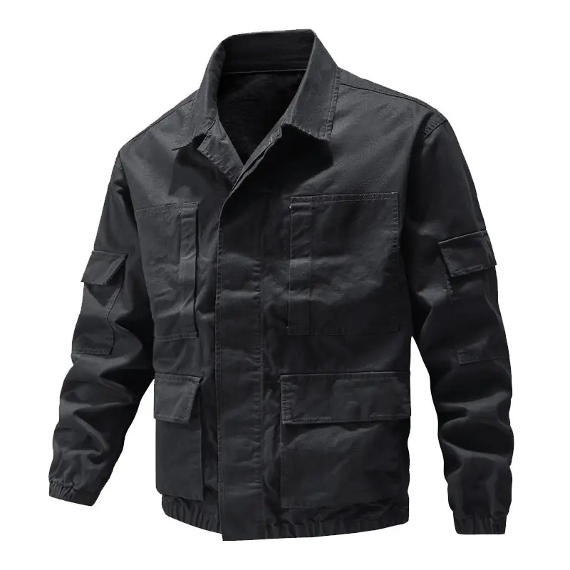 Spring Autumn Mens Multi-pocket Denim Jacket Fashion Men Retro Lapel Cotton Tactical Coats Outdoor Men Hiking Windbreaker Jacket