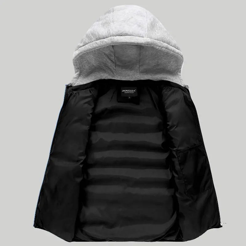 Autumn Winter Mens Warm Down Padded Vests Fashion Men Thermal Windbreaker Waistcoats Men Zipper Hooded Parkas Vests Clothing