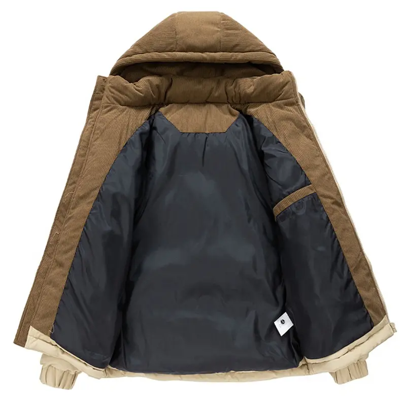 Winter Men Warm Down Padded Jackets Fashion Man Cotton Thermal Hooded Parkas Outdoor Man Windbreaker Thick Zipper Coats Clothing