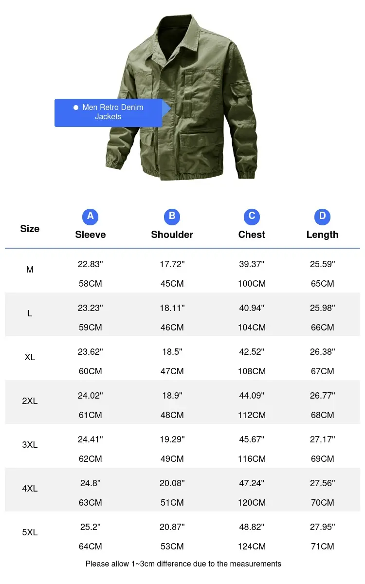Spring Autumn Mens Multi-pocket Denim Jacket Fashion Men Retro Lapel Cotton Tactical Coats Outdoor Men Hiking Windbreaker Jacket