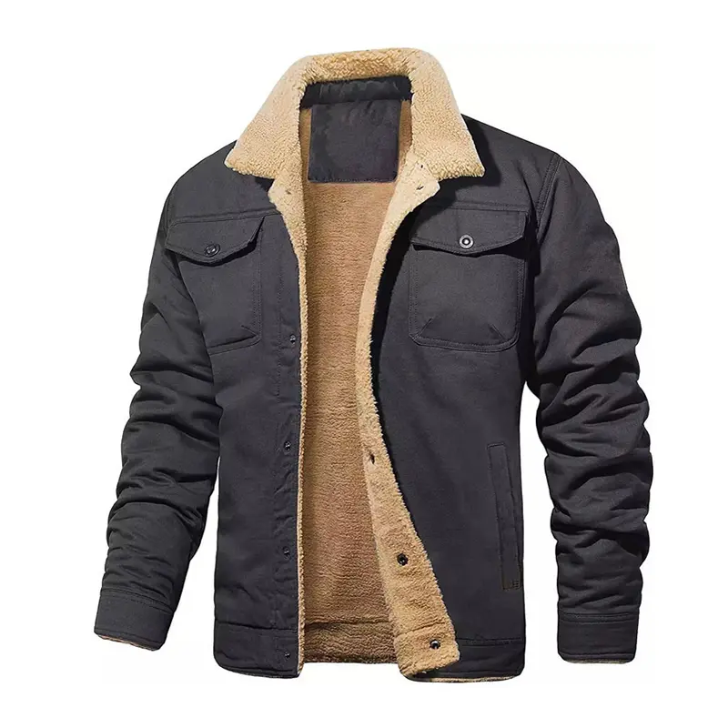 Winter Men's Cotton Warm Padded Jackets Man Retro Fleece Windbreaker Cargo Jacket Men Retro Thermal Windbreaker Coats Clothing
