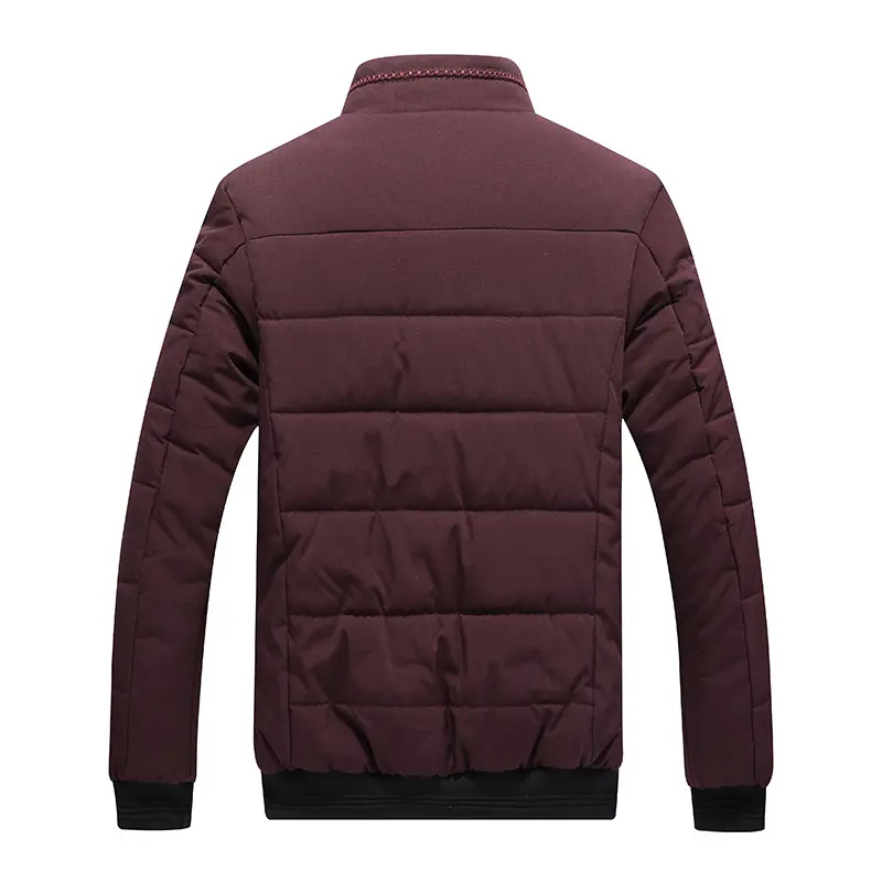 Autumn Winter Men's Warm Down Parkas Fashion Men Stand Collar Fleece Lined Windbreaker Padded Coats Men Thermal Zipper Jackets