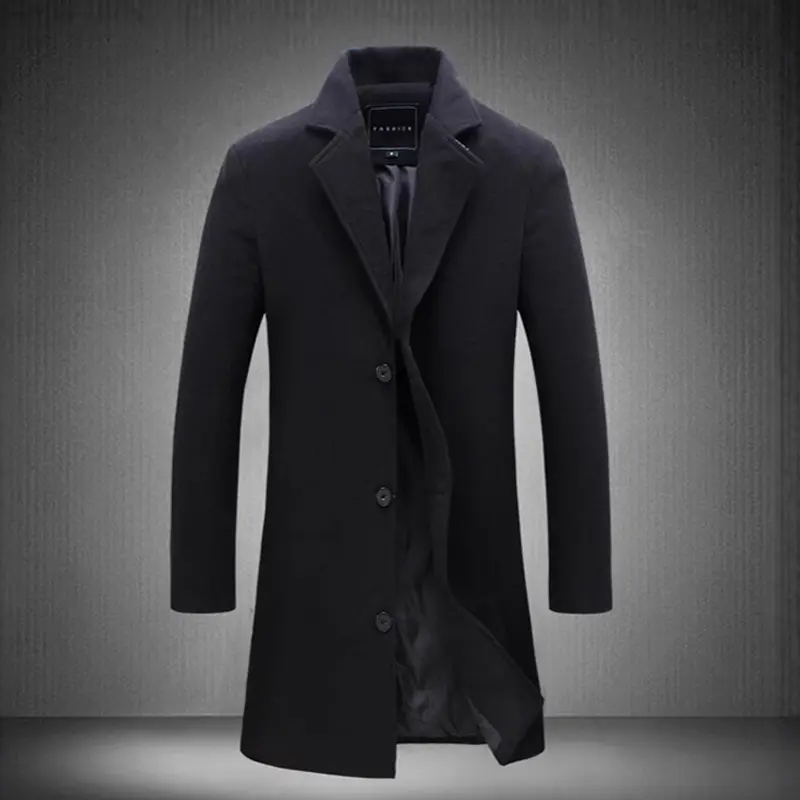 Winter Men's Trench Coats Luxury Male Mid-Long Single-Breasted Warm Jackets Mens Solid Color Business Overcoats Clothing 3XL