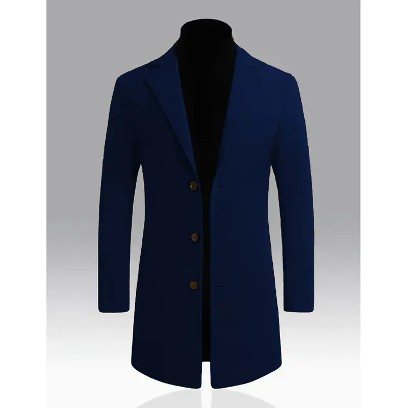 Winter Men's Trench Coats Luxury Male Mid-Long Single-Breasted Warm Jackets Mens Solid Color Business Overcoats Clothing 3XL
