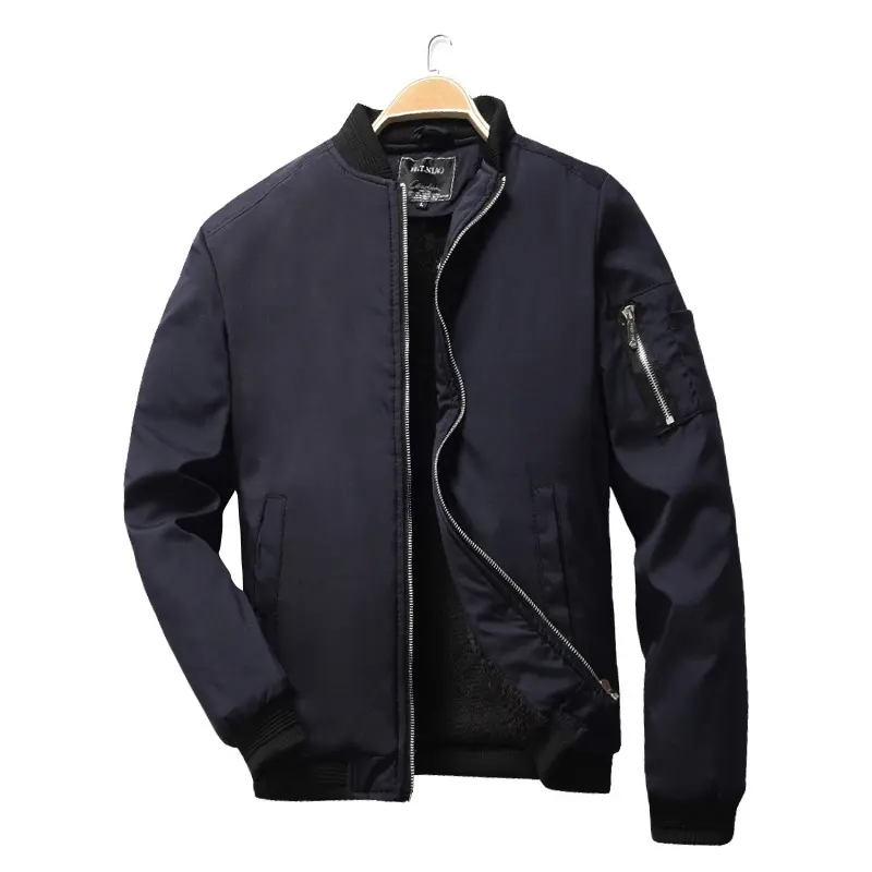 Autumn Winter Men's Warm Bomber Zipper Jackets Man Streetwear Hip Hop Pilot Coats Men Fleece Lined Windbreaker Jacket Clothing