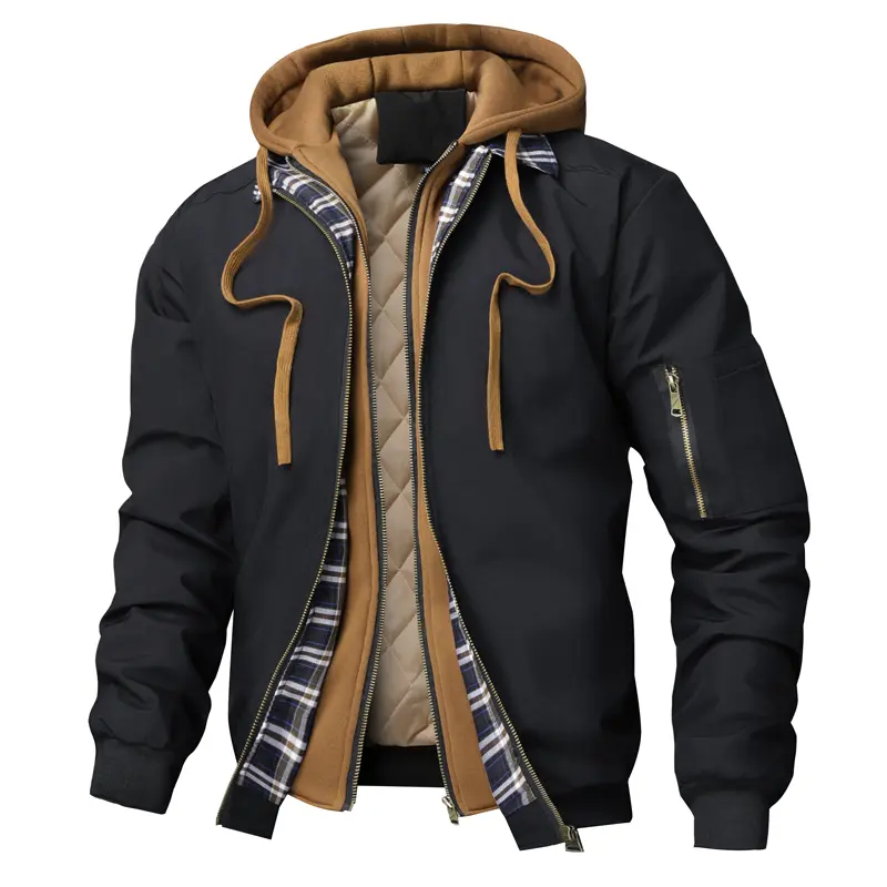 Spring Autumn Men's Tactical Jacket Men Thick Warm Windbreaker Hooded Coats Mens Sports Zipper Bomber Padded Jackets Clothing