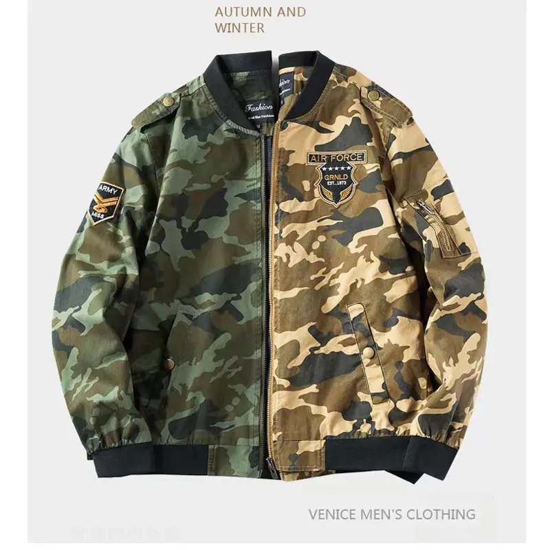 Autumn Men's Military Jacket Casual Man Cotton Baseball Uniform Camo Coats Men Hiking Windbreaker Zipper Jackets Clothing 5XL