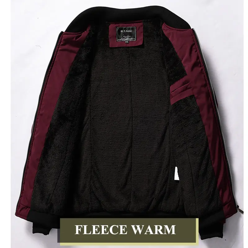 Autumn Winter Men's Warm Bomber Zipper Jackets Man Streetwear Hip Hop Pilot Coats Men Fleece Lined Windbreaker Jacket Clothing